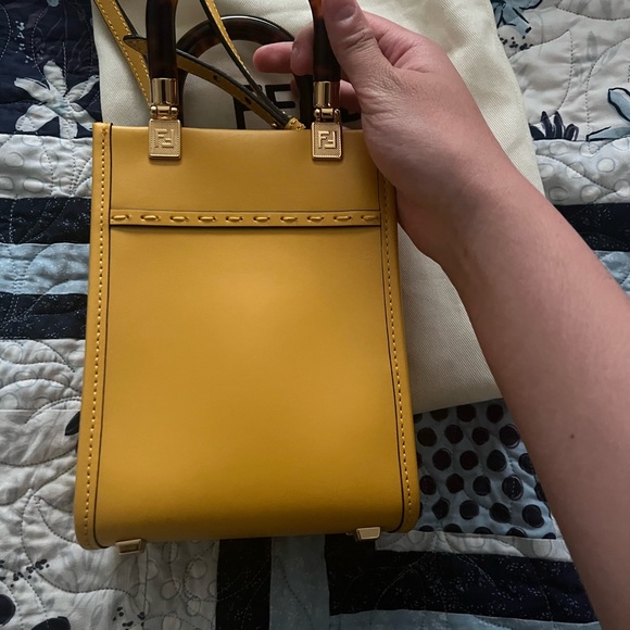 Fendi Mini Sunshine Shopper Yellow NEW - Picture 8 of 9